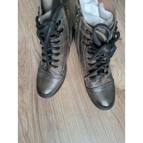 Bed Stu Judgement Graphito Grey Womens 6.5 Heeled Combat Rustic Distressed - Picture 4 of 11